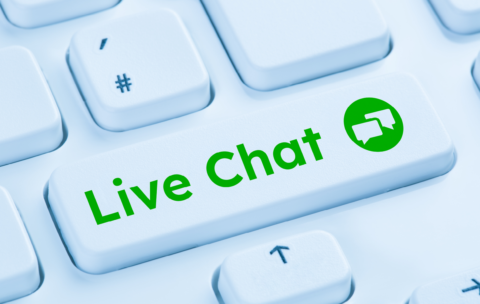 Bouton 'Live Chat' sur un clavier d'ordinateur.